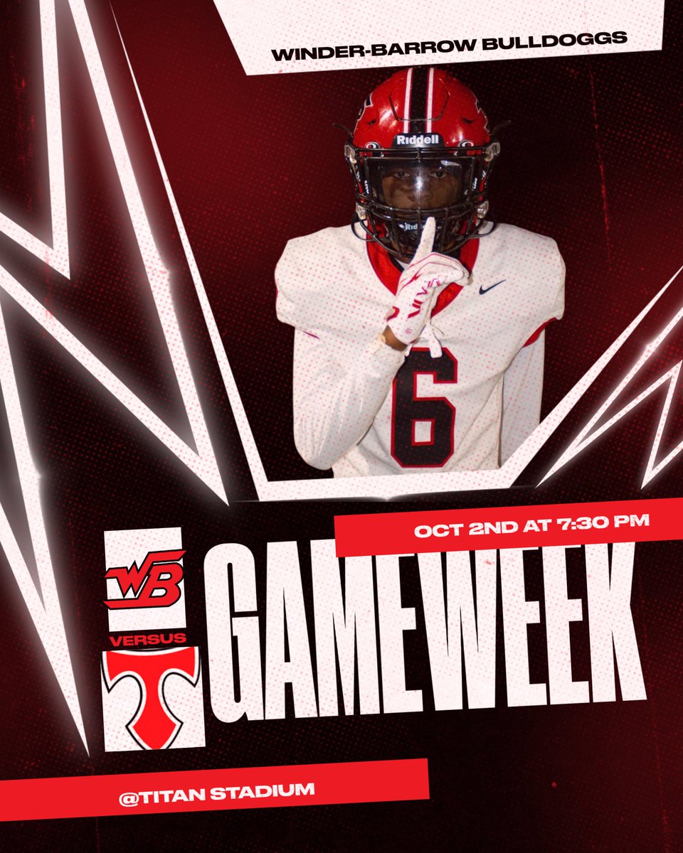 WBDoggsFB's tweet photo. Game 6
Region Game 1
๐ North Oconee
๐Titan Stadium
โ๏ธ7:30pm
๐๏ธ10/2/26
๐๏ธGoFan
#Humility
#Effort
#Accountability
#Toughness
#GoDoGGs ๐ดโซ๏ธ๐ถ https://t.co/fPj0Tw3Ifk
