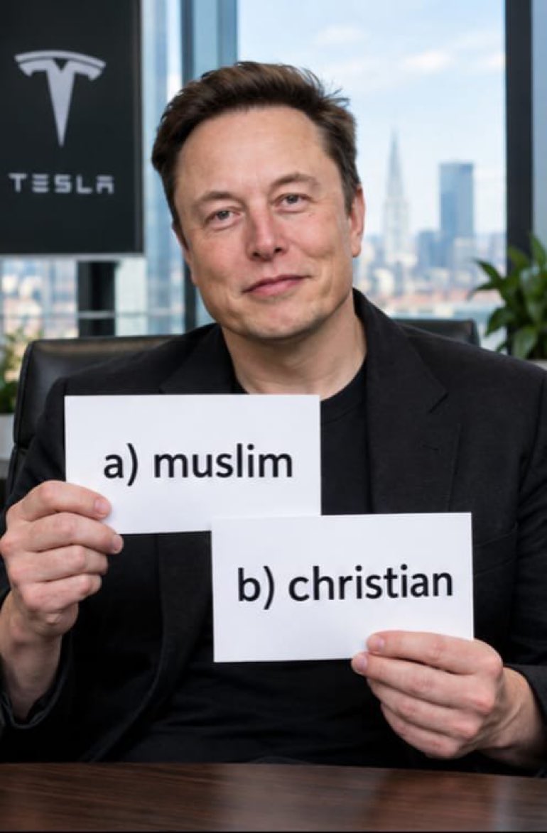 GRIFFINREEV's tweet photo. Imagine Elon Musk asks you: "What is your religion?"

🅰️Muslim
🅱️Christian
†
What would you answer? A or B? https://t.co/Bf88wZTJkA