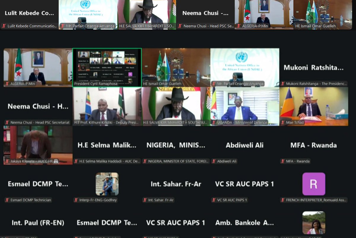 AUC_PAPS's tweet photo. Now: Virtual Summit of the #AU High-Level Ad Hoc Committee for #SouthSudan (C5) Plus, chaired by H.E. @CyrilRamaphosa, President of #SouthAfrica and Chairperson of the #C5, convenes to engage on the evolving situation in South Sudan and advance sustained high-level engagement with South Sudanese authorities and stakeholders in support of inclusive dialogue, full implementation of the Revitalized Agreement, and preparations for peaceful, credible and inclusive elections in Dec 2026.