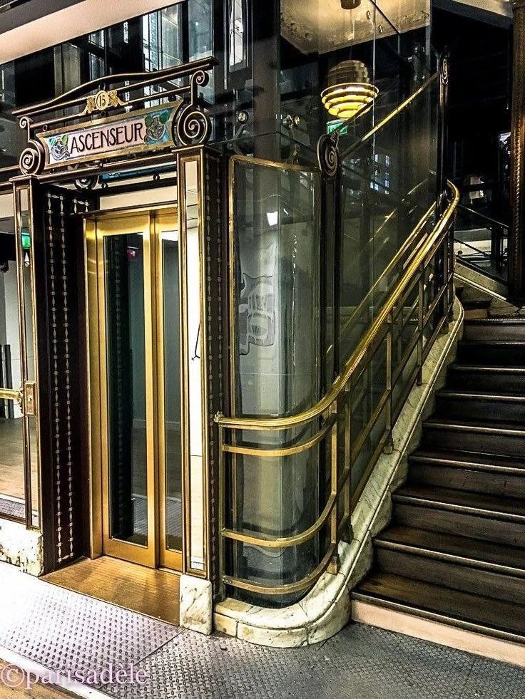 gietzschean's tweet photo. Obsessed with this vintage elevator inside the Galeries Lafayette in Paris https://t.co/3j6WYcS8I5