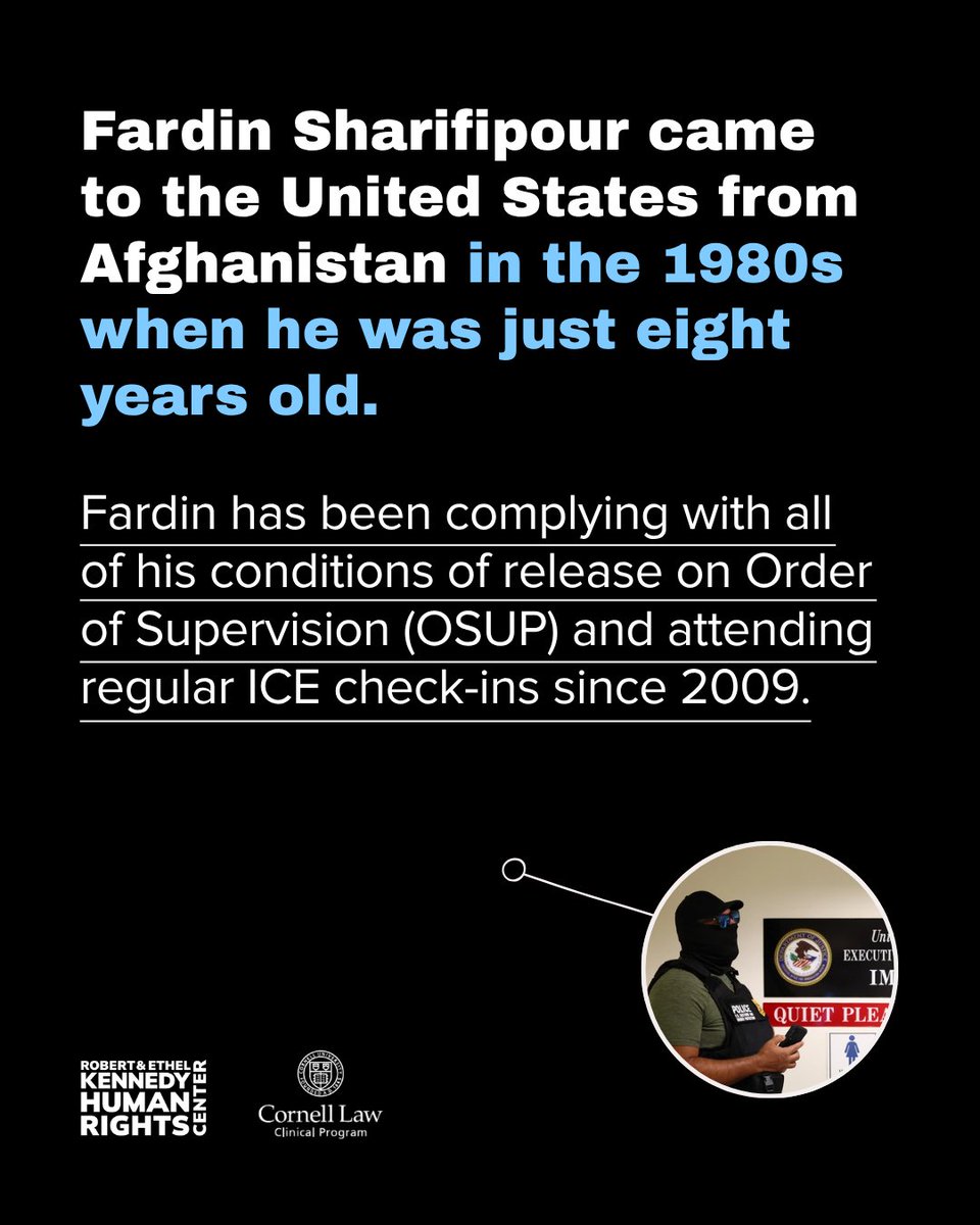 Kennedy_HRC's tweet photo. Fardin Sharifipour came to the U.S. from Afghanistan at age eight and has spent more than 40 years building a life in New York State. He’s a husband, father, grandfather, and small-business owner who runs a pizza shop in his community.

Last December, ICE arrested him in front of his granddaughter’s school bus stop after telling him for over 17 years that it could not obtain travel documents to remove him to Afghanistan. Because his removal was not reasonably foreseeable, we argued that his months-long detention was unconstitutional. And the Court agreed.

🔗 More information: https://t.co/2aeGI3rUDz