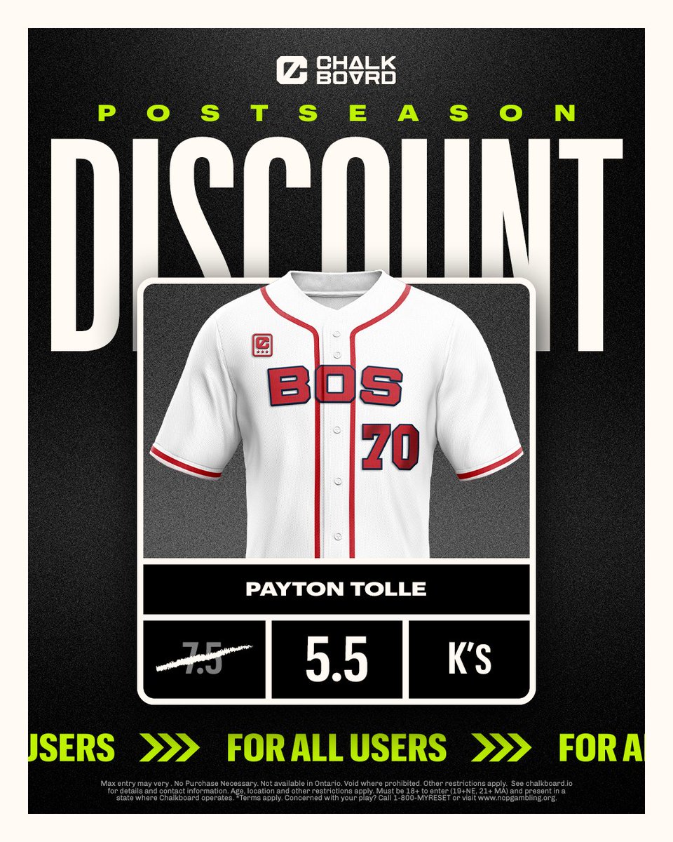 ChalkboardHQ's tweet photo. POSTSEASON DISCOUNT ✂️    

Oh, and for every Tolle K tonight, we'll give away a free entry. To enter, just...    

▪️ Like &amp; Repost  
▫️ Comment CB username  
▪️ Tag fav person to tail on X https://t.co/YYYBMbv8M0