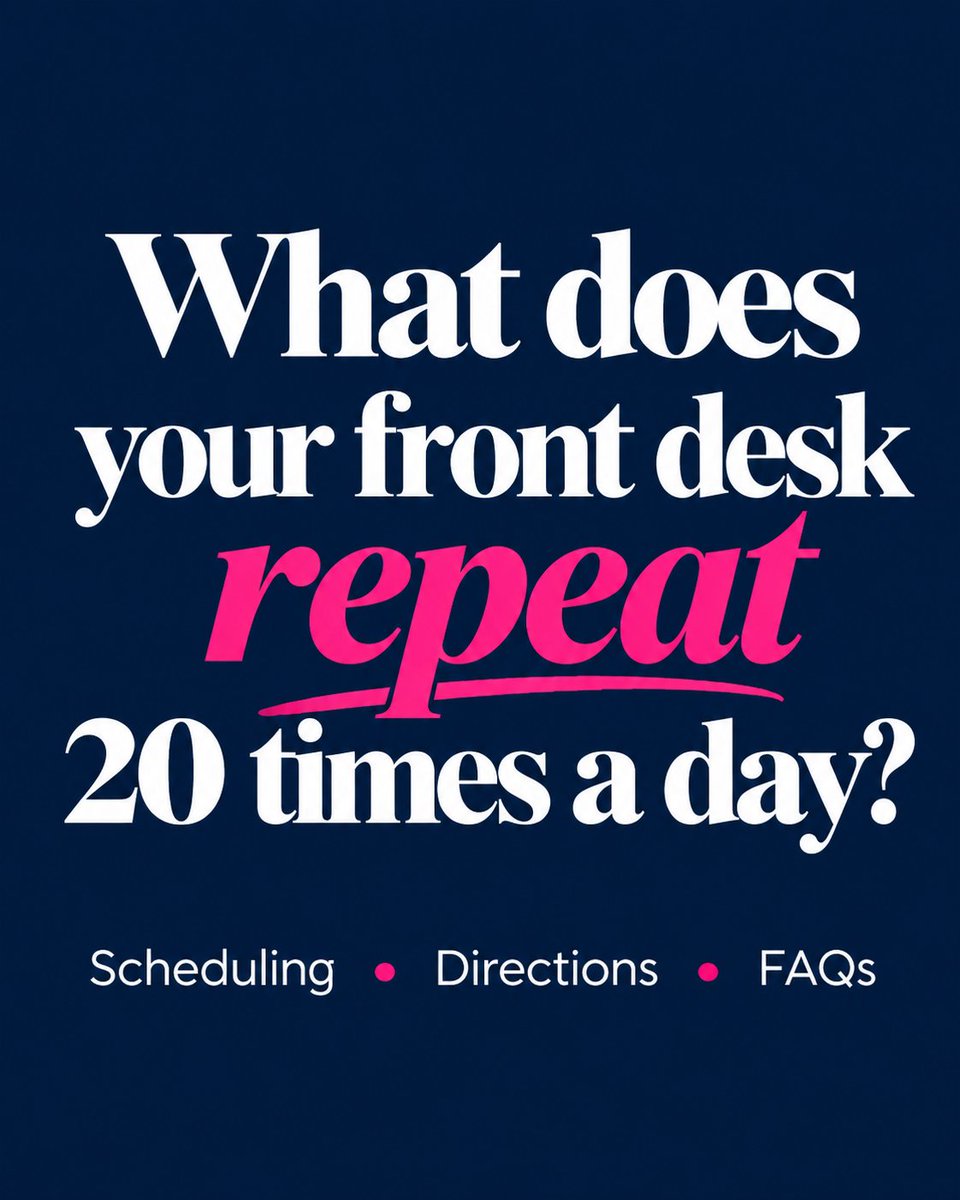 sashasmithai's tweet photo. There’s usually one question your front desk answers over and over and over.

That repeated question is often a clue that the team doesn’t need to work harder, the information may just need a better system.

#PracticeManager #MedicalOffice #FrontDeskTeam #PatientExperience https://t.co/BzglGTzLSQ