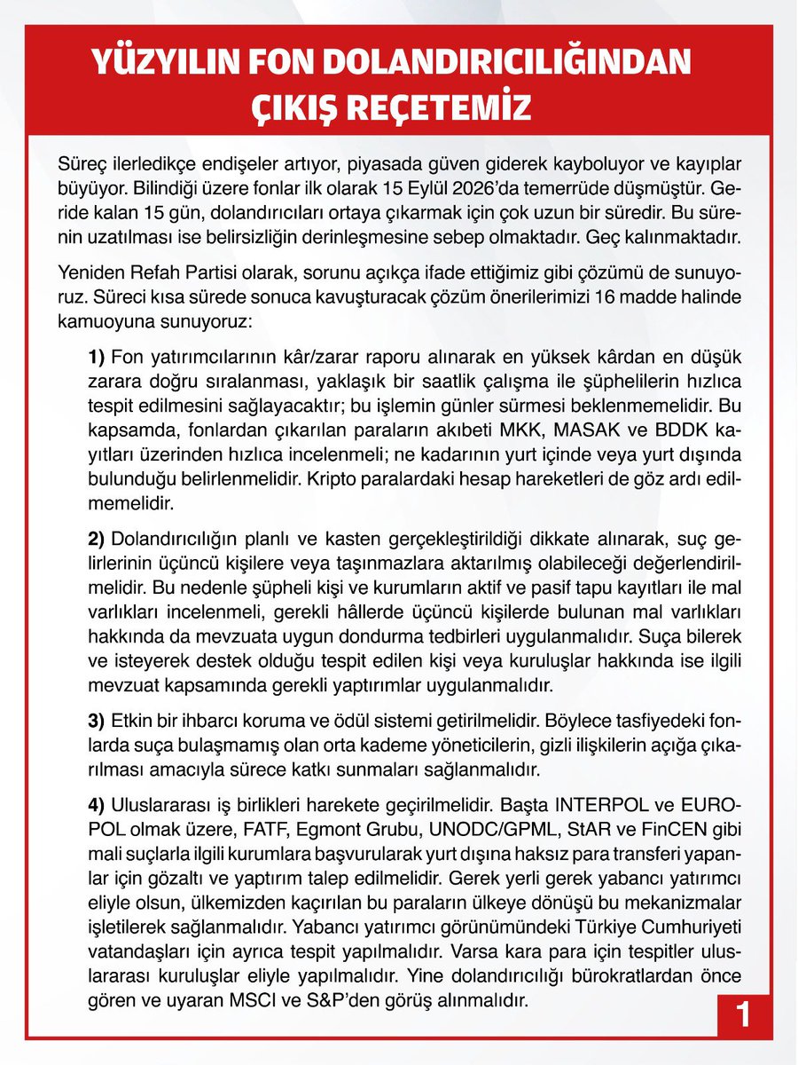 erbakanfatih's tweet photo. “YÜZYILIN DOLANDIRICILIĞI”nda bocalıyor, işin içinden çıkamıyorsunuz. 
Çünkü olaylara doğru mercekten bakmıyorsunuz.

Daha önce de söyledik; kurtuluş için Milli Görüş gözlüğüne ihtiyacınız var!

İşte 16 madde halinde alınması gereken ACİL ÖNLEMLER: 

Bekletmeyin, geciktirmeyin, hemen harekete geçin!