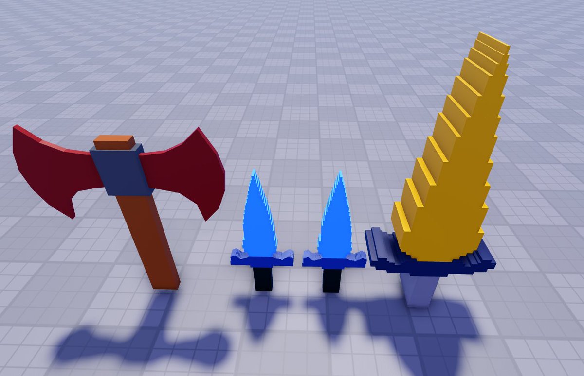 Ronan1Reis's tweet photo. Just re-made the weapons for Jay, Noah and Amber: 
I'm start to improve myself, so might as well improve their weapons for better personality. #Roblox #RobloxDev https://t.co/TyexYqTrYS