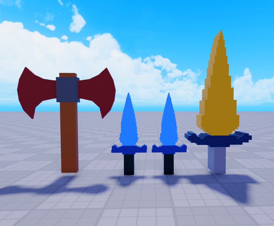 Ronan1Reis's tweet photo. Just re-made the weapons for Jay, Noah and Amber: 
I'm start to improve myself, so might as well improve their weapons for better personality. #Roblox #RobloxDev https://t.co/TyexYqTrYS
