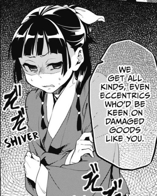 vitaaeris's tweet photo. Been laughing at ppl saying “Maomao would be an even better prostitute than her sisters”as if all her knowledge on sex isn’t from them. Difference is that Maomao’s a virgin who recoils at the mere thought of men, meanwhile Pairin is a sex demon who assaults people for sport. https://t.co/1bjGps0DX2