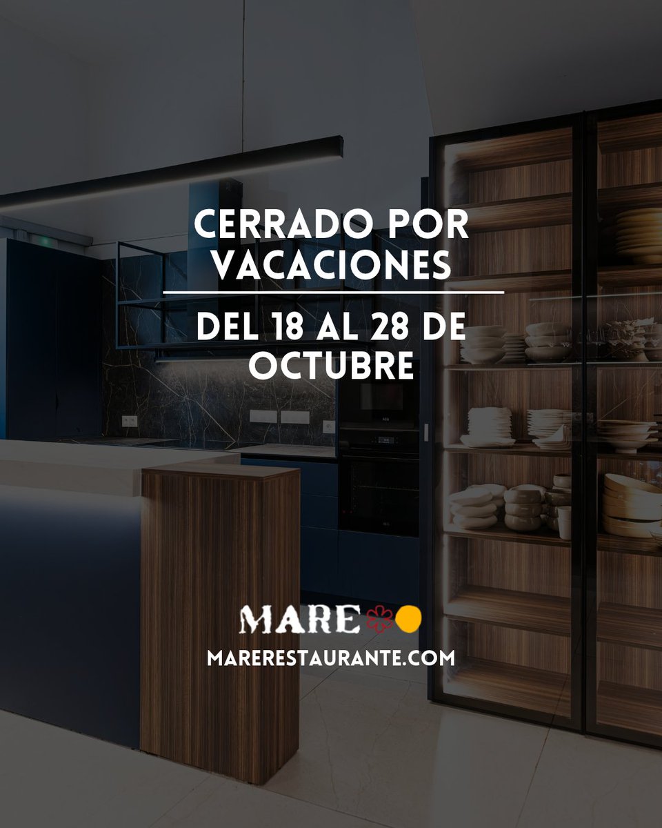 mare_rest's tweet photo. Nuestro restaurante permanecerá cerrado por vacaciones desde el 18 al 20 de octubre.

Puedes hacer tu reserva para el resto de días en https://t.co/6fn8RinKxf

Plaza de la Candelaria, 12, Cádiz.

#restaurantescadiz #MichelinStar #guiarepsol @michelinguide https://t.co/a5xkCOKg9b