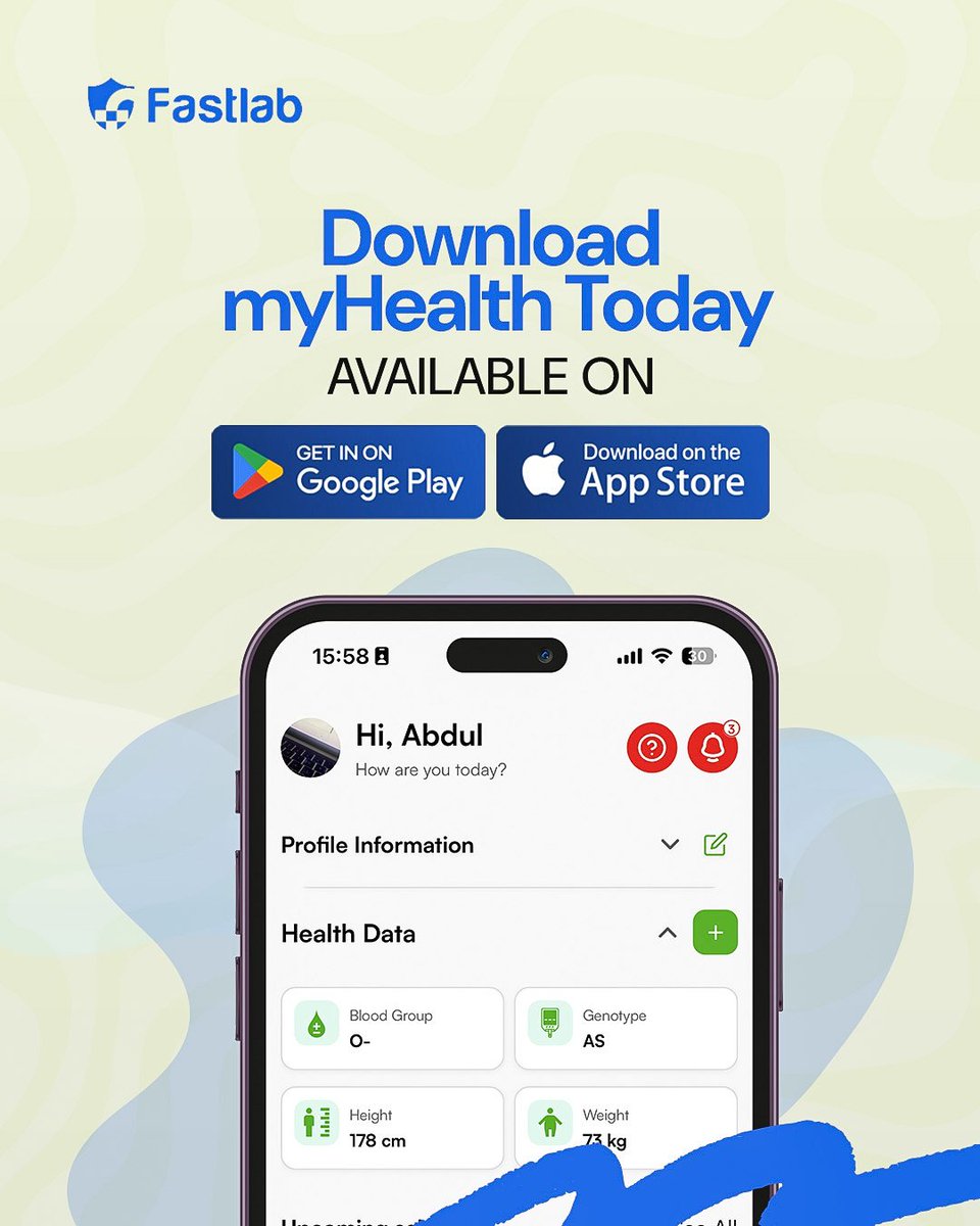 Fastlabhealth's tweet photo. No queues, no paperwork, no stress. Just your health, simplified.
Click the link in our bio to visit our website and download the app.
#myhealthapp #fastlab #Tram #Morris #ancelotti #telehealth #levi https://t.co/TRaXxPYdJP