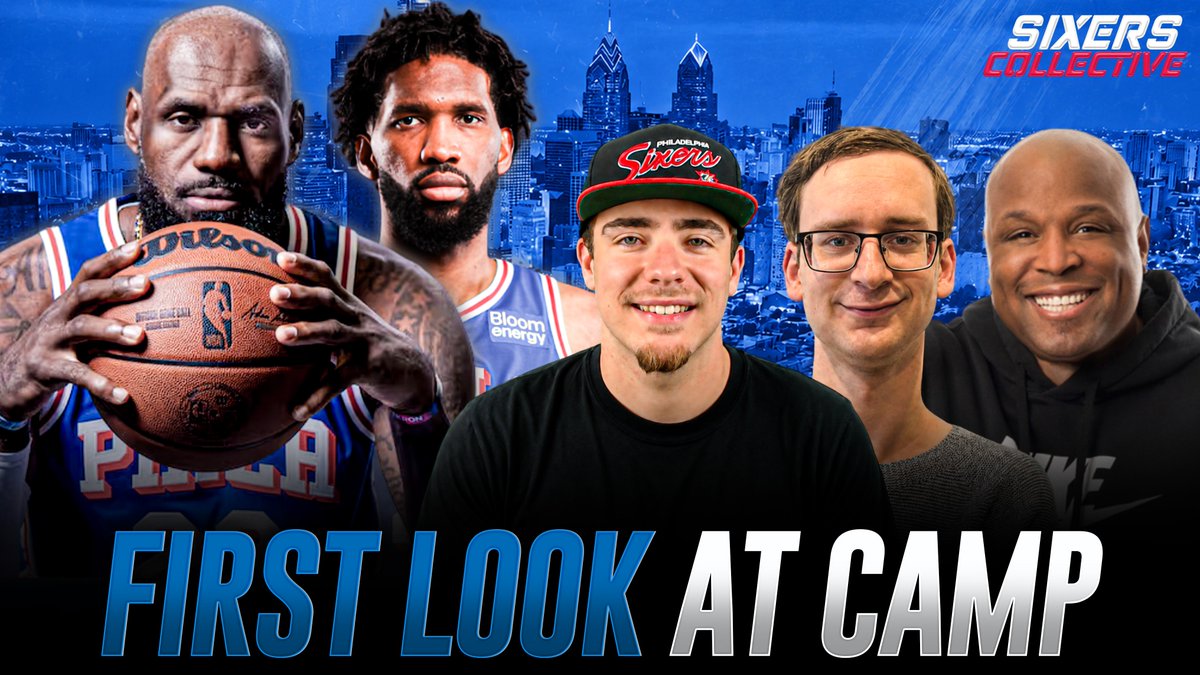 SixersHMA's tweet photo. The #Sixers Collective is coming at you at 7:00 pm ET!  

Join @RBPhillyTake, @SixersAdam, and @Tjonesonthenba as they talk Media Day, Training Camp, &amp; more!

#GoSixers 🏀

🔗 Watch Live: https://t.co/9y7cD1vLig https://t.co/BnK77BJW3u