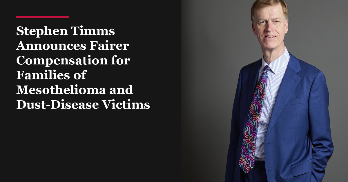 LabourHome_'s tweet photo. 💷

Families who lose a loved one to mesothelioma or another occupational dust disease will get the same government compensation as sufferers, Social Security and Disability Minister Sir Stephen Timms has announced.

At present dependants can receive less if the sufferer dies before a claim is completed: around £10,700 on average, against £17,700 for sufferers. The new rules close that £7,000 gap.

Timms said families "deserve our support, not a system that treats them as an afterthought". The regulations are due to take effect on 31 October, subject to Parliament.

Read more 👇
https://t.co/sNkIaoXimy

@stephenctimms