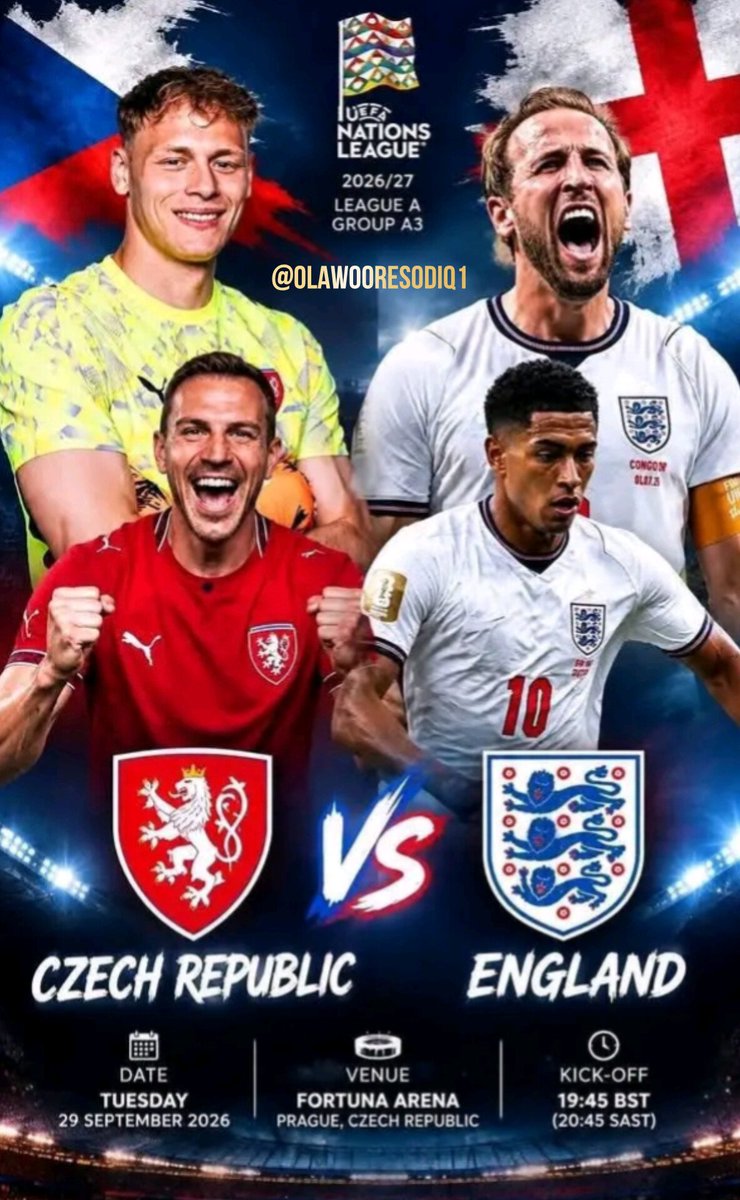 OLAWOORESODIQ1's tweet photo. Czech Republic and England both lost their opening match in UEFA NATIONS LEAGUE group A which put both teams under pressure to get back on winning way tonight in Prague stadium 👍

Which team are you supporting tonight? https://t.co/j9vbH84pSs