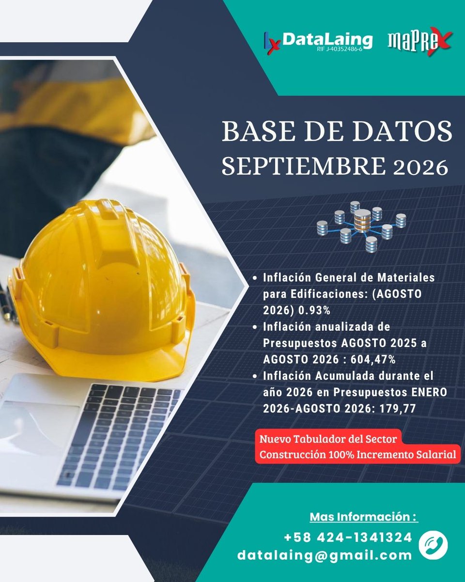 datalaing's tweet photo. 📊 Base de Datos DataLaing septiembre 2026 disponible: información operativa para equipos que exigen orden en sus APU. #DataLaing #MaPreX https://t.co/02qvREoTX7
