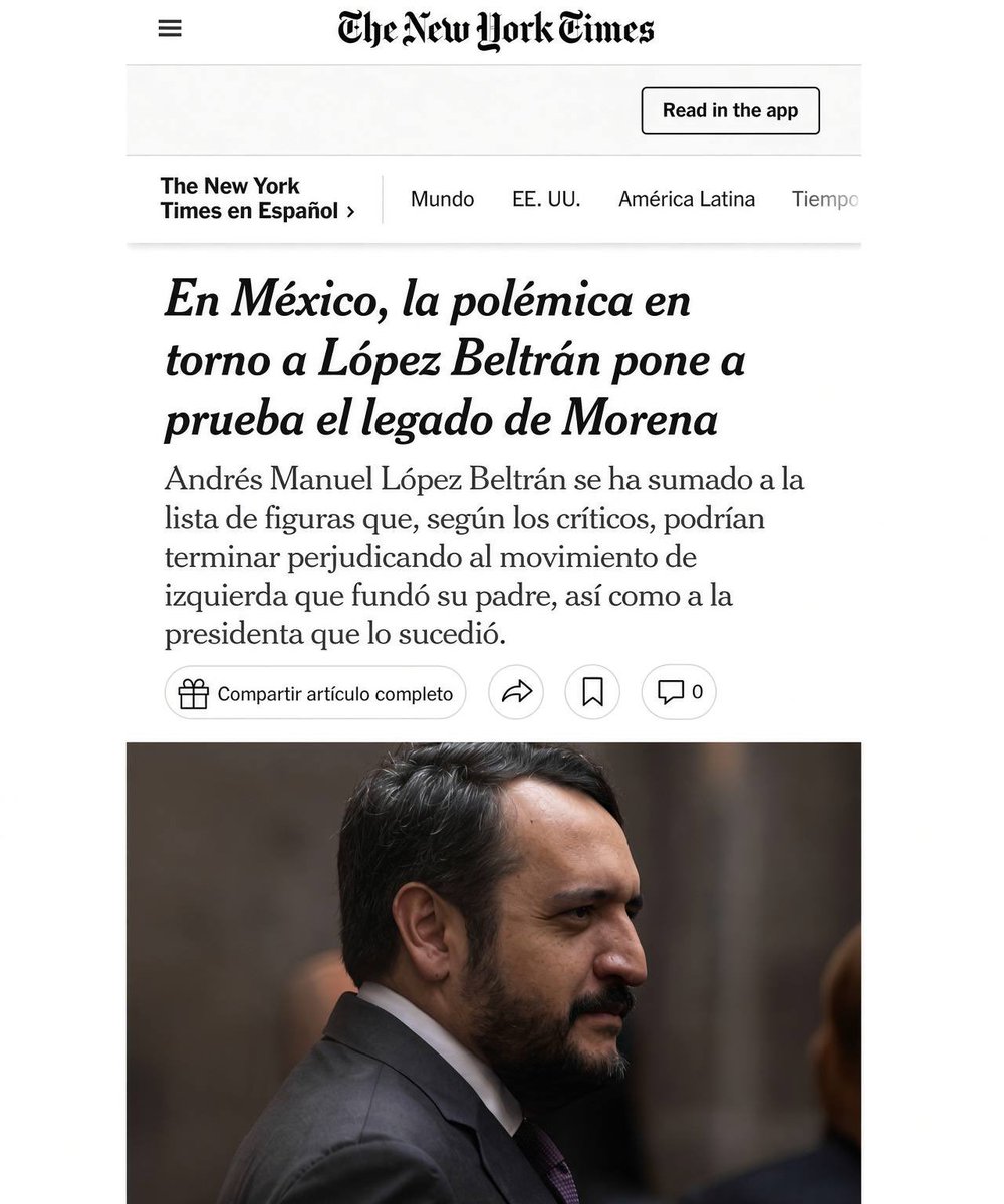 Juan_OrtizMX's tweet photo. 🗳️📌  NYT REVELA QUE AGENCIAS DE EEUU ANALIZAN VÍNCULOS DE ANDY LÓPEZ BELTRÁN CON EL CRIMEN ORGANIZADO 

¿Habemus traición a la patria?

The New York Times publica nuevos datos sobre los señalamientos que rodean al hijo de AMLO.

Según el diario, dos agencias de seguridad de Estados Unidos analizan alegatos sobre posibles vínculos con el crimen organizado y el contrabando de combustible.

Esto sería un paso previo para una investigación formal en Estados Unidos contra López Beltrán.

El NYT también asegura que Andy buscó contacto con autoridades estadounidenses mediante intermediarios en varias ocasiones durante este año.

Aunque no llegaron a sostener conversaciones formales.

En México, su nombre también aparece mencionado en testimonios del expediente por huachicol fiscal de los hermanos Farías Laguna. 

La FGR de Ernestina Godoy defiende que esas referencias no son suficientes para abrir una investigación. 

Además, Estados Unidos le revocó la visa en agosto, sin revelar públicamente la razón. 

López Beltrán atribuyó la cancelación a una decisión política de Washington.

Sin embargo, en privado, buscó abrir un canal con las propias autoridades de Estados Unidos.