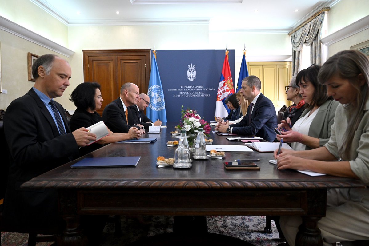 markodjuric's tweet photo. Comprehensive conversation today with the Special Representative of the UN Secretary-General and Head of the UNMIK Mission, @PeterNDue.

Discussing the upcoming @UNMIKosovo session in New York and the ongoing situation in #KosovoandMetohija, I briefed Mr. Due on the gravity of the situation on the ground, the risk of Kosovo and Metohija losing its #multi-#ethnic character, and the challenges the #Serb community continues to face.

I reaffirmed #Serbia’s firm support for UNMIK and its continued mandate, as the Mission is a pillar of the international presence in Kosovo and Metohija and provides an important framework for the #EU-facilitated dialogue to operate.