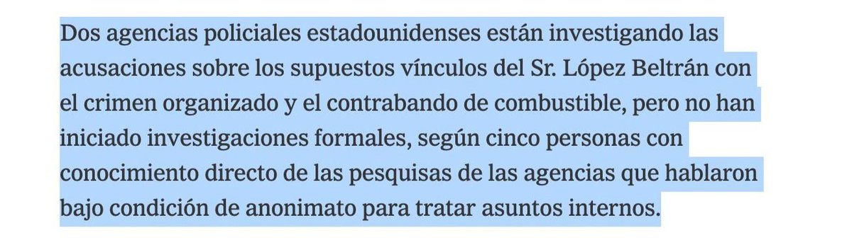 azucenau's tweet photo. 🚨El New York Times revela que dos agencias policiales de Estados Unidos indagarían señalamientos sobre presuntos vínculos de Andy López Beltrán con el crimen organizado y el contrabando de combustible.

De acuerdo con el diario, que cita a cinco personas con conocimiento directo, las agencias no han abierto investigaciones formales hasta el momento.

Además, el NYT señala que López Beltrán se habría puesto en contacto, mediante intermediarios, con funcionarios estadounidenses encargados de hacer cumplir la ley en varias ocasiones este año, aunque no se concretaron conversaciones formales.

https://t.co/X64FOJl5WB