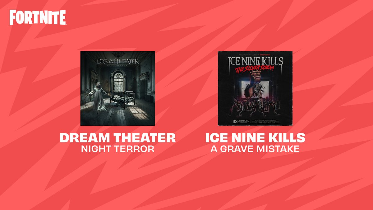 FNFestival's tweet photo. Get ready to shred 🎸 

These tracks are coming to Fortnite Festival on Thursday! https://t.co/rpfsPqenfp