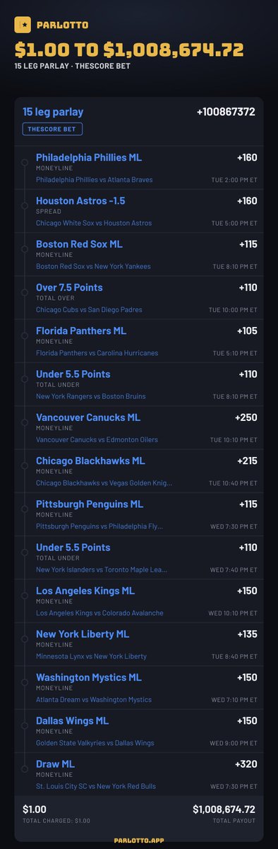 parlottoapp's tweet photo. Tip: rip a pack of 10, load each ticket into its book, then the button at the bottom puts the whole pack in My Tickets. No retyping.

$1 to $1,008,674.72 at theScore Bet. #NHL https://t.co/uEMvRWS7AB