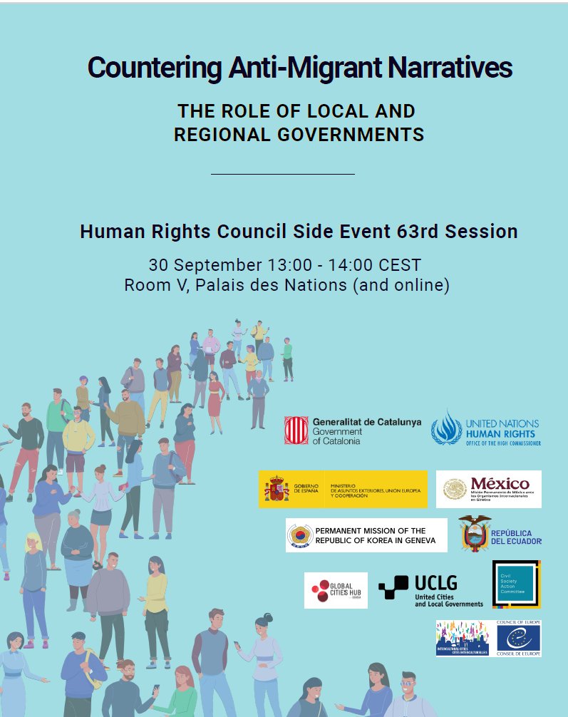 uclg_org's tweet photo. 🌐 In a critical moment for human mobility, #LRGs are uniquely positioned to uphold people-centered migration governance.

As part of the 63rd session of the @ohchr Human Rights Council, UCLG is proud to co-sponsor the event “Countering Anti-Migrant Narratives: The Role of Local and Regional Governments,” shedding light on innovative practices, public campaigns and policy tools developed by LRGs to counter anti-migrant rhetoric and promote social cohesion.

#HRC63 @gencat