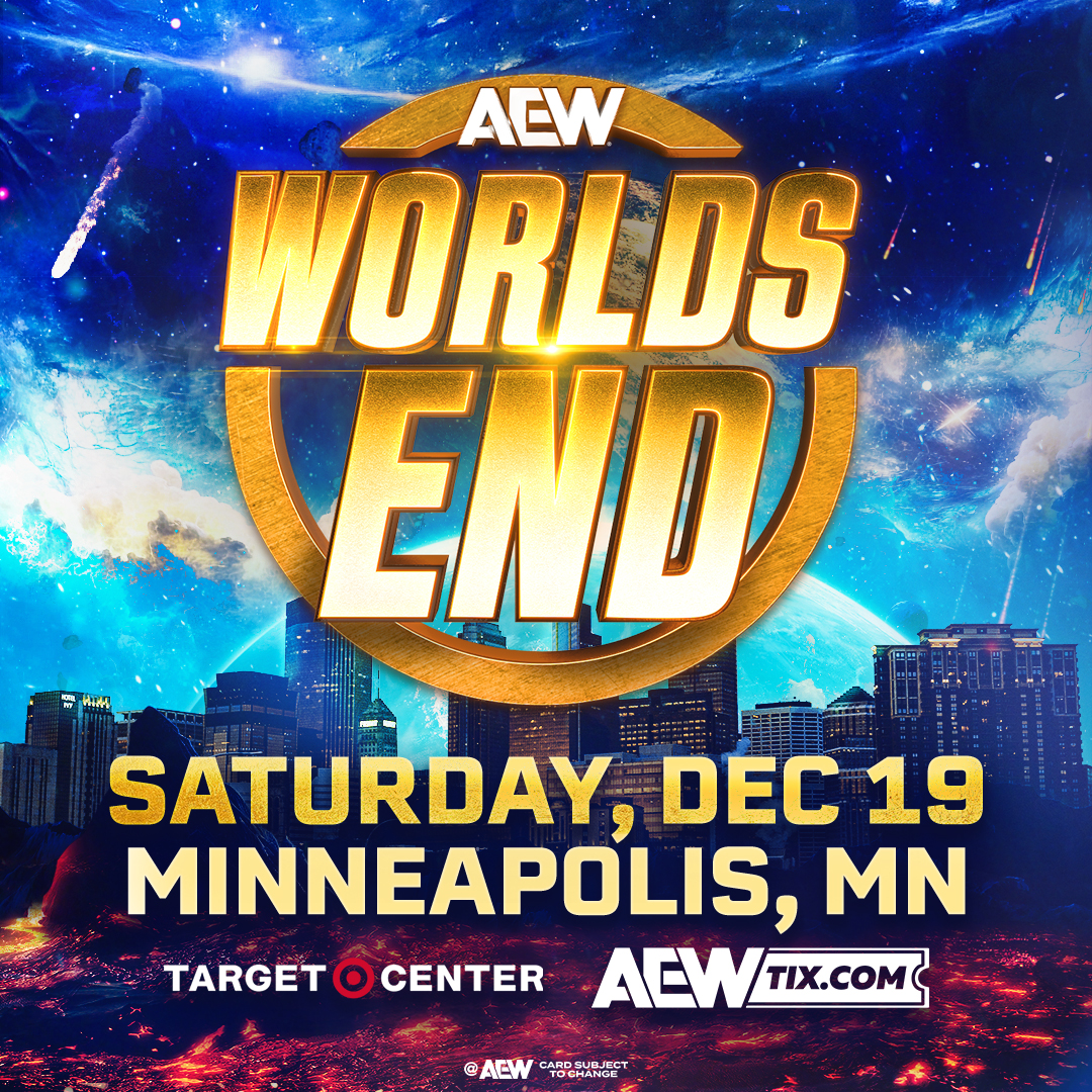 TargetCenterMN's tweet photo. All Elite Wrestling is bringing Worlds End to the Twin Cities for the FIRST TIME EVER! This marks the fourth annual Worlds End PPV, emanating LIVE! from the Target Center on Saturday, December 19th. 

Premium seating early access is on sale NOW. 🎫 https://t.co/XSBBy2Xm7g https://t.co/jdZxe4EIP8