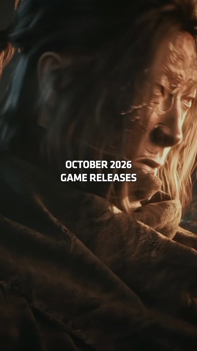 A dark, cinematic close-up of a gaunt character with long dark hair and weathered skin, with bold white text reading "OCTOBER 2026 GAME RELEASES" overlaid in the center. The eerie, Halloween-esque imagery perfectly sets a spooky tone for the upcoming October game launch lineup.