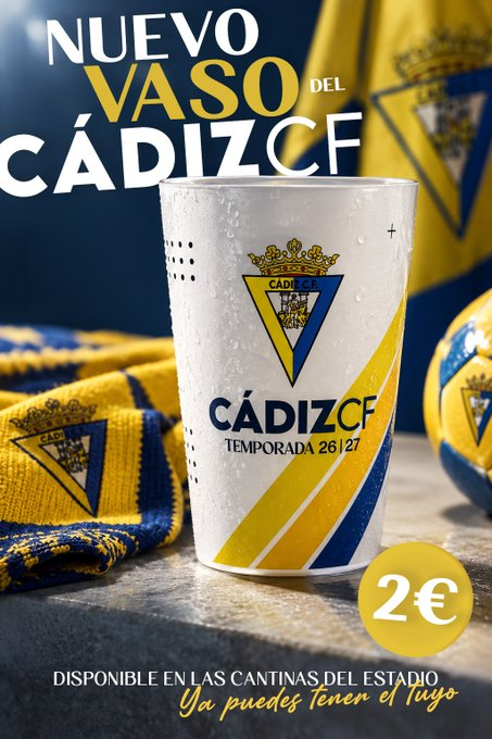 GradaBpro's tweet photo. 🥤 El @Cadiz_CF estrena vasos para la temporada 26/27 de LaligaHypermotion.

Disponibles en las cantinas del JP Financial por 2€. https://t.co/NpdVp59CzM