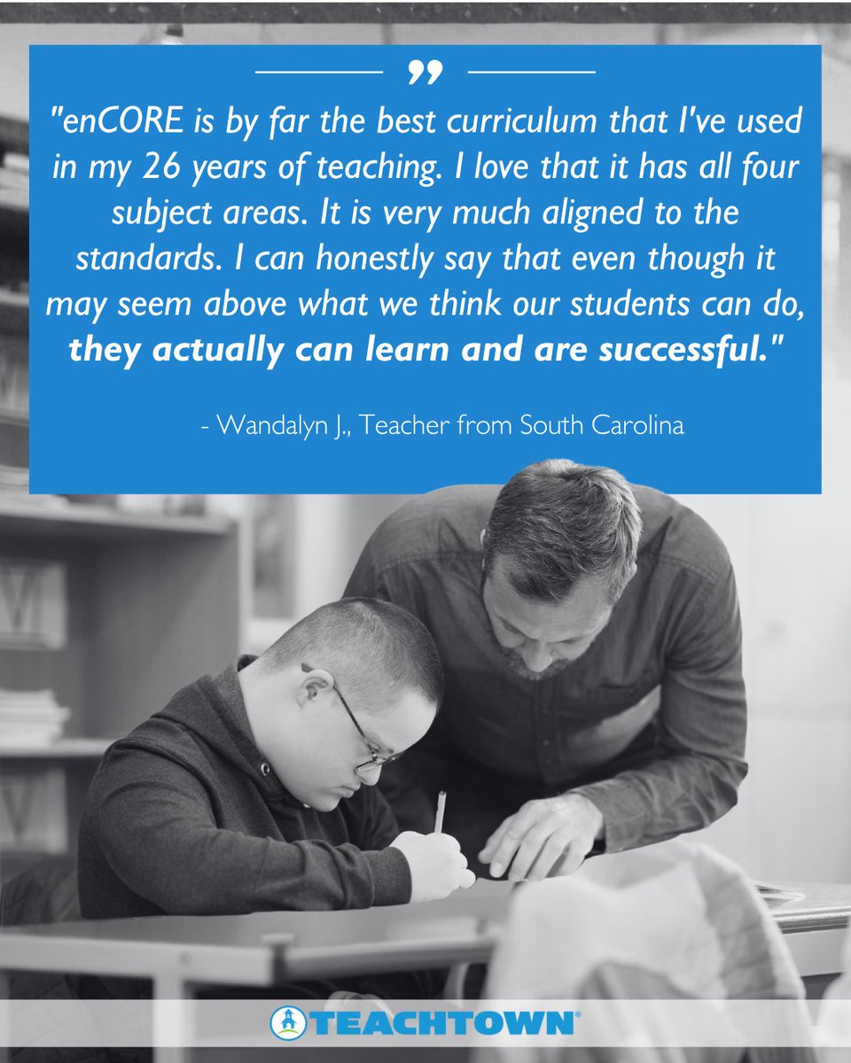 TeachTown's tweet photo. Testimonial Tuesday! Learn how TeachTown’s K-12 standards-first, adapted core curriculum, enCORE, provides your most complex learners with the tools they need to experience academic and personal success.
https://t.co/VRe0IxOlNk https://t.co/b6NS3ylNW7