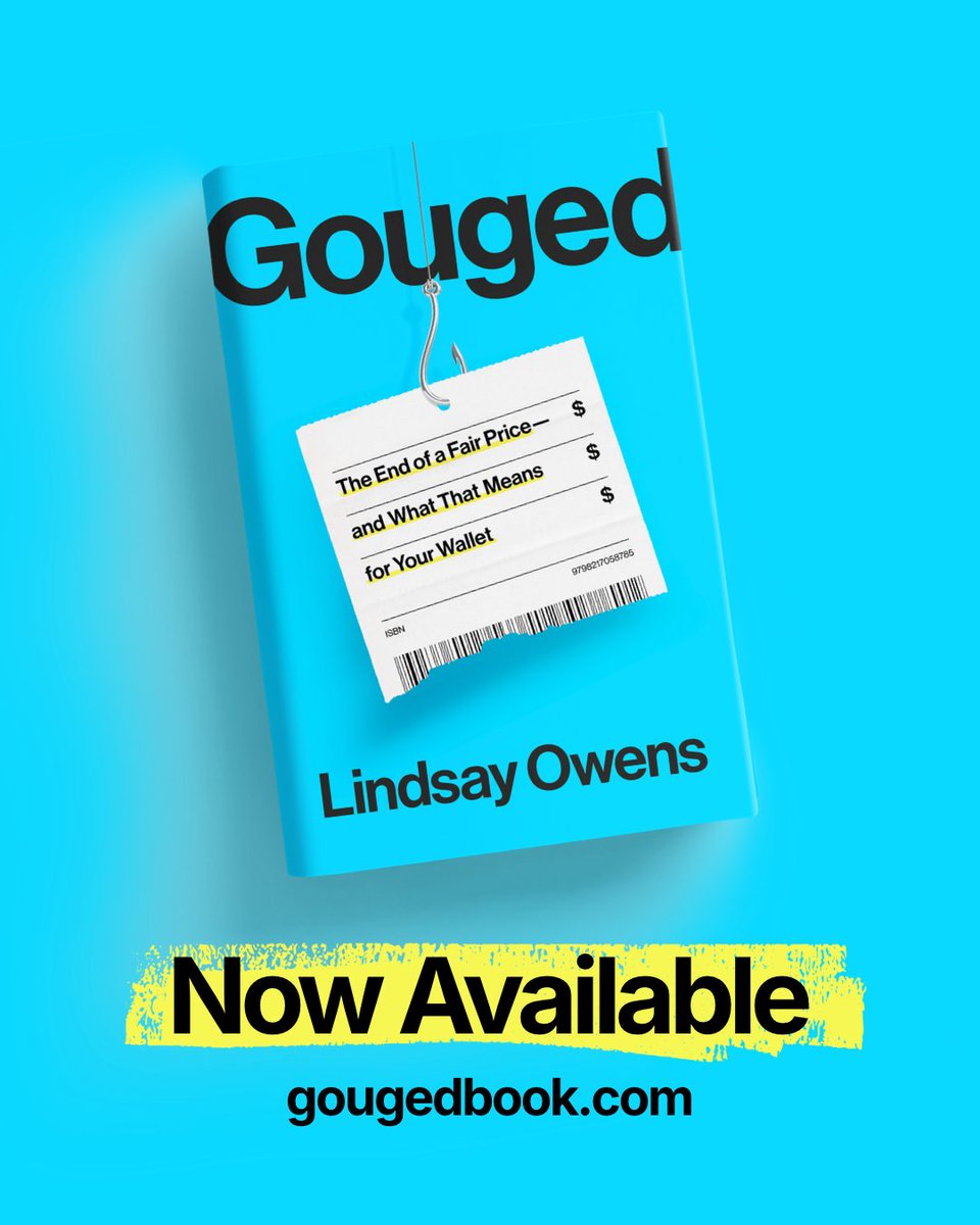 owenslindsay1's tweet photo. "Gouged" is OUT!

I started this book angry about all the ways corporations are ripping us off.

I finished it hopeful, because once you know how they're doing it—you can start to fight back.

Thanks to everyone who has been part of this. Now go read it. https://t.co/7L2iEWpnxT