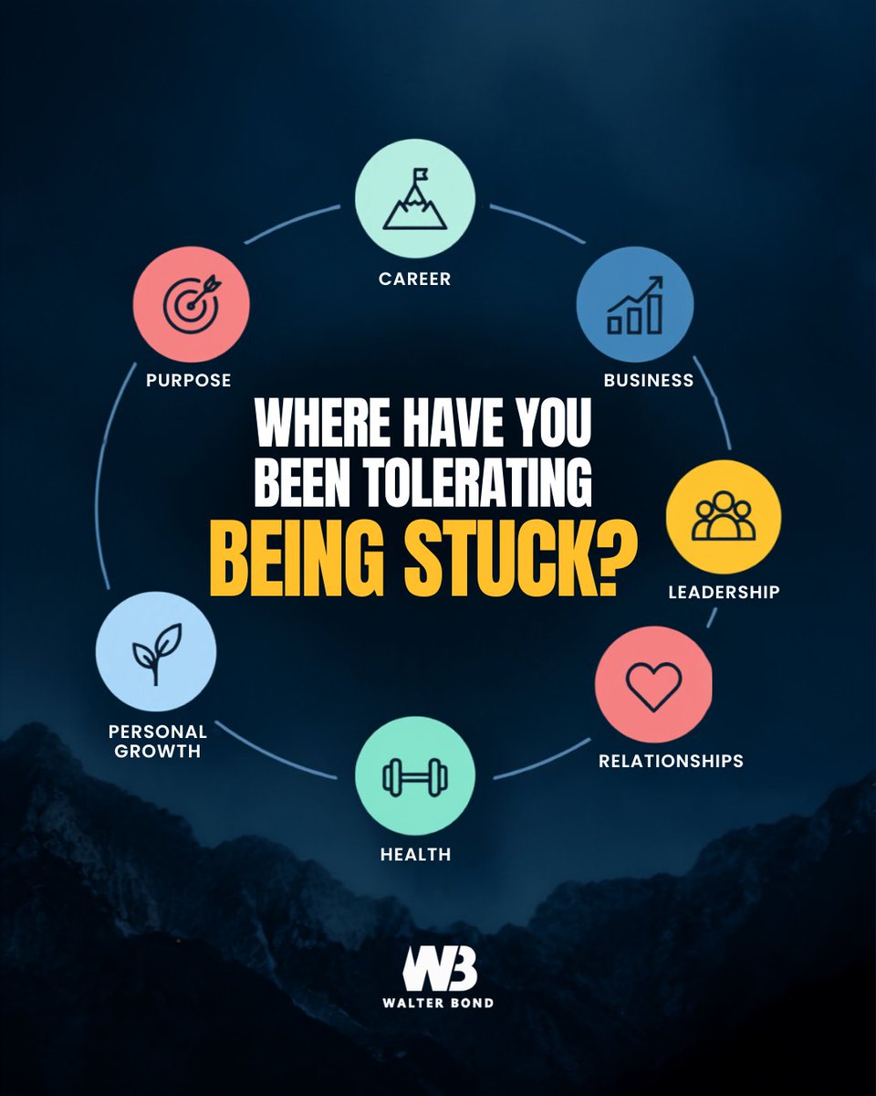 walterbond's tweet photo. Where have you been tolerating being stuck? Awareness is the beginning of progress. Take the Make Progress Assessment.

https://t.co/tBgYYXxtgH

#PersonalGrowth #GoalSetting https://t.co/oRV6cWLGs8