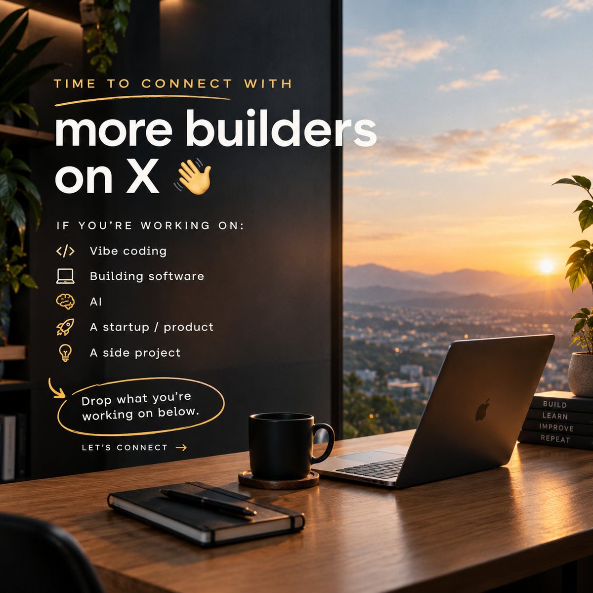 Yaros_Inter's tweet photo. Hey @X 
Looking to #meet more builders on X 👋

If you're currently:
🔥 Vibe coding
🔥 Building a SaaS
🔥 Experimenting with AI
🔥 Starting a company
🔥 Turning an idea into something real

Drop what you're building below 👇
I’d love to see what you’re working on and connect 🤝 https://t.co/9i3SVdMrqJ