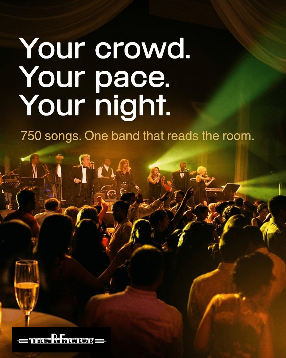 therfactorband's tweet photo. Cookie-cutter playlists don’t read a room. A great live band does. 30 years of wedding and event work. 750 songs. We shift with your crowd in real time. Book now.

Book with confidence today. https://t.co/63PZCFwhrI https://t.co/kbg9JQ5sPQ