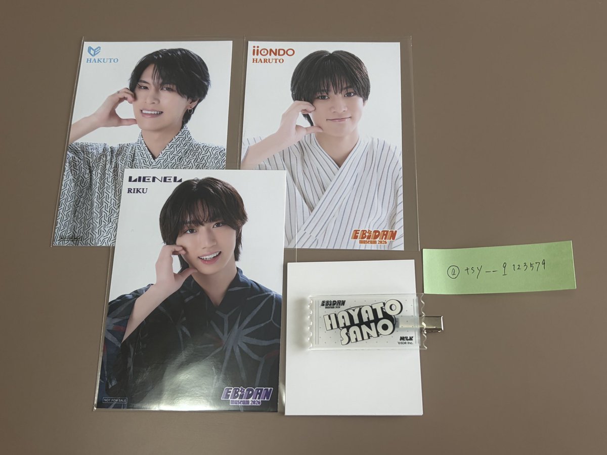 tsy__q123579's tweet photo. EBiDAN museum エビミュ 交換

【譲】 入場特典(後期)千田・森田・大野
         前髪クリップ 佐野

【求】 入場特典(後期＞前期) 
        吉田・近藤 ＞買取
        前髪クリップ 吉田・近藤・筒井

郵送でのお渡しです

お心あたりのある方いらっしゃいましたら、お気軽にご連絡ください♩ https://t.co/Q7jkqtPDAt