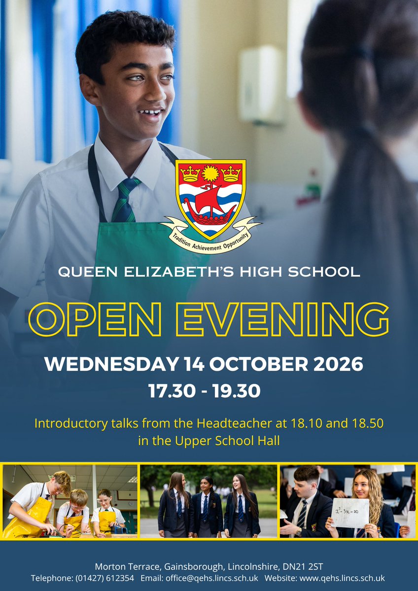 QueenElizHigh's tweet photo. 📅 Wednesday 14 October 2026
We look forward to welcoming you to our Open Evening! This is a wonderful opportunity to discover more about what we have to offer, explore our facilities, meet our team, and find out what makes our community special.

We hope to see you there! https://t.co/daX9OL9hGW