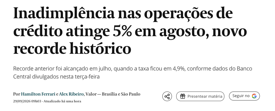 opapoeconomico's tweet photo. É o maior calote da série do BC, que começa em 2011. No fim de 2020, era 2,2%.

Mais que dobrou. E a Selic segue em 13,75%. https://t.co/9lfjSZkI1U