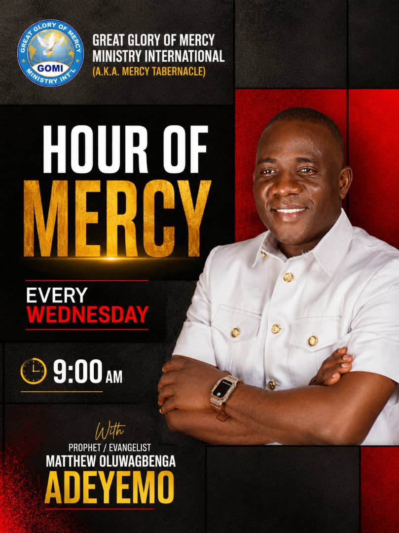 prophetadeyemo's tweet photo. Join us tomorrow morning by 9:00am for an encounter with God @ HOUR OF MERCY program.

Your seat is reserved!!

Service details: 
Location: Great Glory of Mercy Ministry Int'L (AKA Mercy Tabernacle). Rhokaye Close Iyana Ilogbo B/Stop Shibiri, Ekunpa, Ojo, Lagos. 

Tell someone. https://t.co/EaKOAspj6f