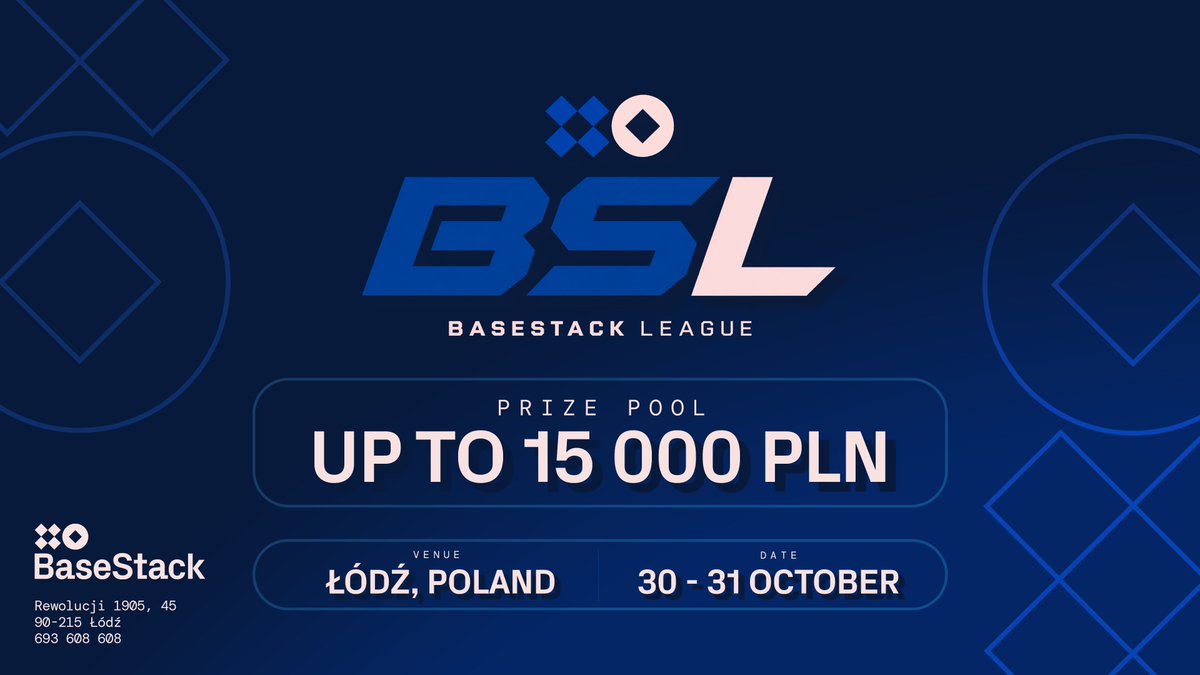 BaseStackPolska's tweet photo. 🇵🇱 BaseStack League #1 - Open LAN VRS Event 🔥
After a long break, we’re back with CS2 tournaments - welcome to the first edition of BaseStack League!

📅 October 30-31
📍 BaseStack, Łódź, Poland
🌍 Open to teams from all regions
👥 Up to 20 team slots
💰 Prize pool up to 15,000 PLN
🎟️ Entry fee: 1,600 PLN / team

Registration opens October 6.

And this won’t be our last tournament this year - stay tuned. 👀

Tournament info ↓
https://t.co/o9OstiTizn
Rules & VRS details ↓
https://t.co/wb5qUjc48L