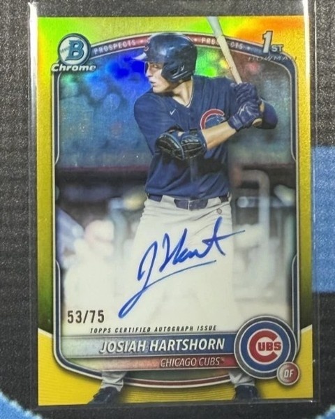 gradencardsllc's tweet photo. Josiah Hartshorn 1st Bowman Chrome Draft Auto — Yellow Refractor /75 🔥
$1,199 | cleanest pull in the case

Live now → https://t.co/qvoPnBVDJO

#sportscards #bowmanchrome #gradencards https://t.co/szBPBT7Qg6