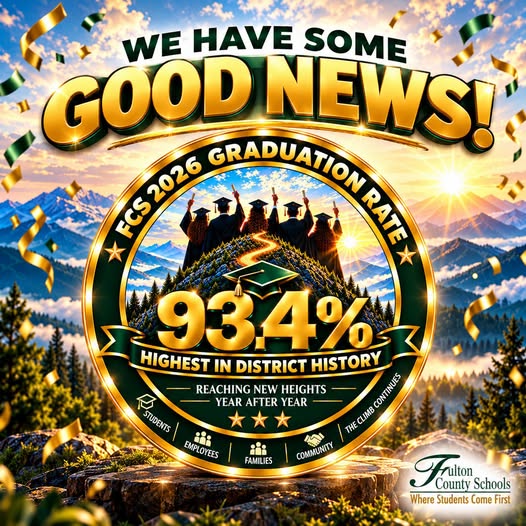 FultonCoSchools's tweet photo. We have some good news! FCS graduation rate hits a record high for the sixth year in a row๐ #FCSgrads #FCSAchieve #FCSBetterTogether #FCSNews
Dig Deeper: https://t.co/jhqAf5cYCG https://t.co/xibKo0DCAX
