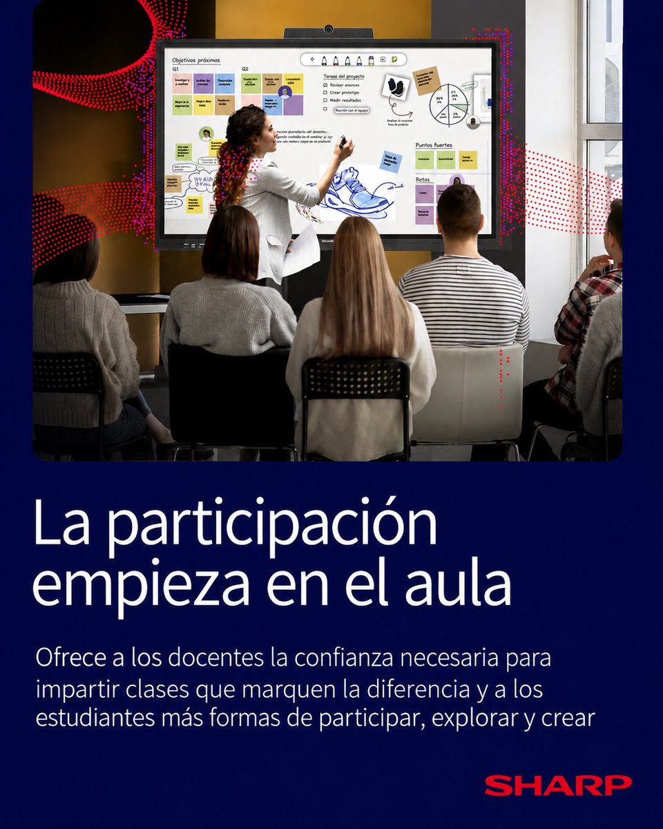 Sharp_ES's tweet photo. 🎓 Aulas más participativas y colaborativas.

Nuestras pantallas interactivas de #Sharp facilitan la presentación de contenidos y la colaboración con tecnología táctil intuitiva, ayudando a crear experiencias de aprendizaje más dinámicas.

👉 https://t.co/9p8u7NQSzK https://t.co/MOx8NiRt5a