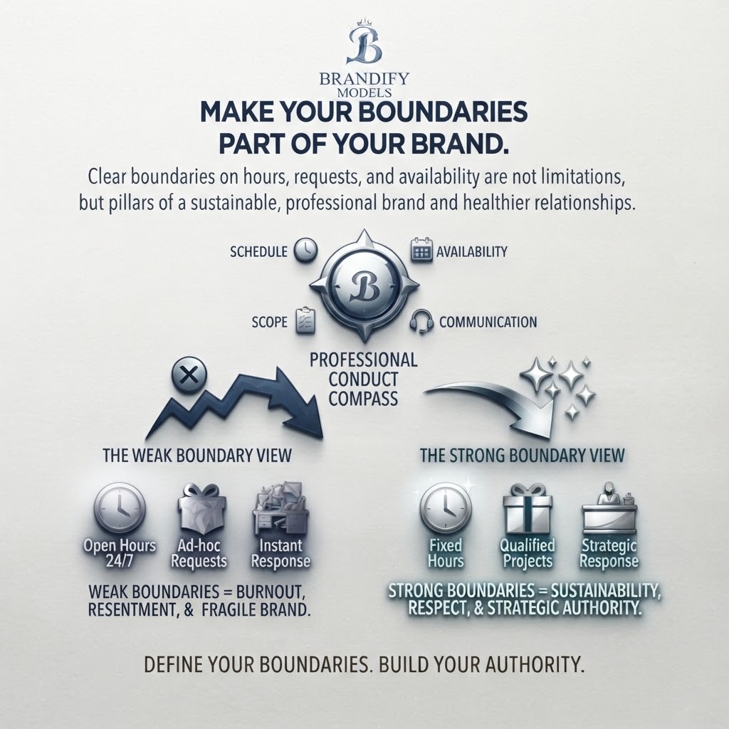 BrandifyM's tweet photo. ✨ Quick Tip: Make Your Boundaries Part of Your Brand.

Your brand isn’t only what you create. It’s also how you manage your time, availability, and professional relationships.

Clear boundaries create clear expectations. 🤝

#BrandifyModels #CreatorTips https://t.co/3pRAYsp1wK