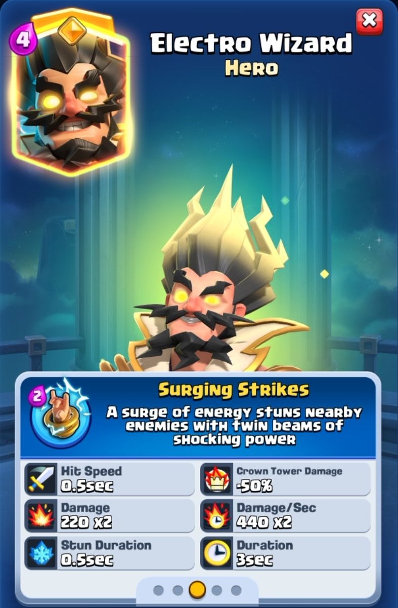 NateJfl's tweet photo. Welcome back to the best takes in the CR comm

Hero e wiz seems balanced compared to other heroes, bridge spam keeps getting buffed lmao 

Surprised it doesn't have infinite chain, has high af DPS tho, please buff it 💯 https://t.co/DnikrPVOY3