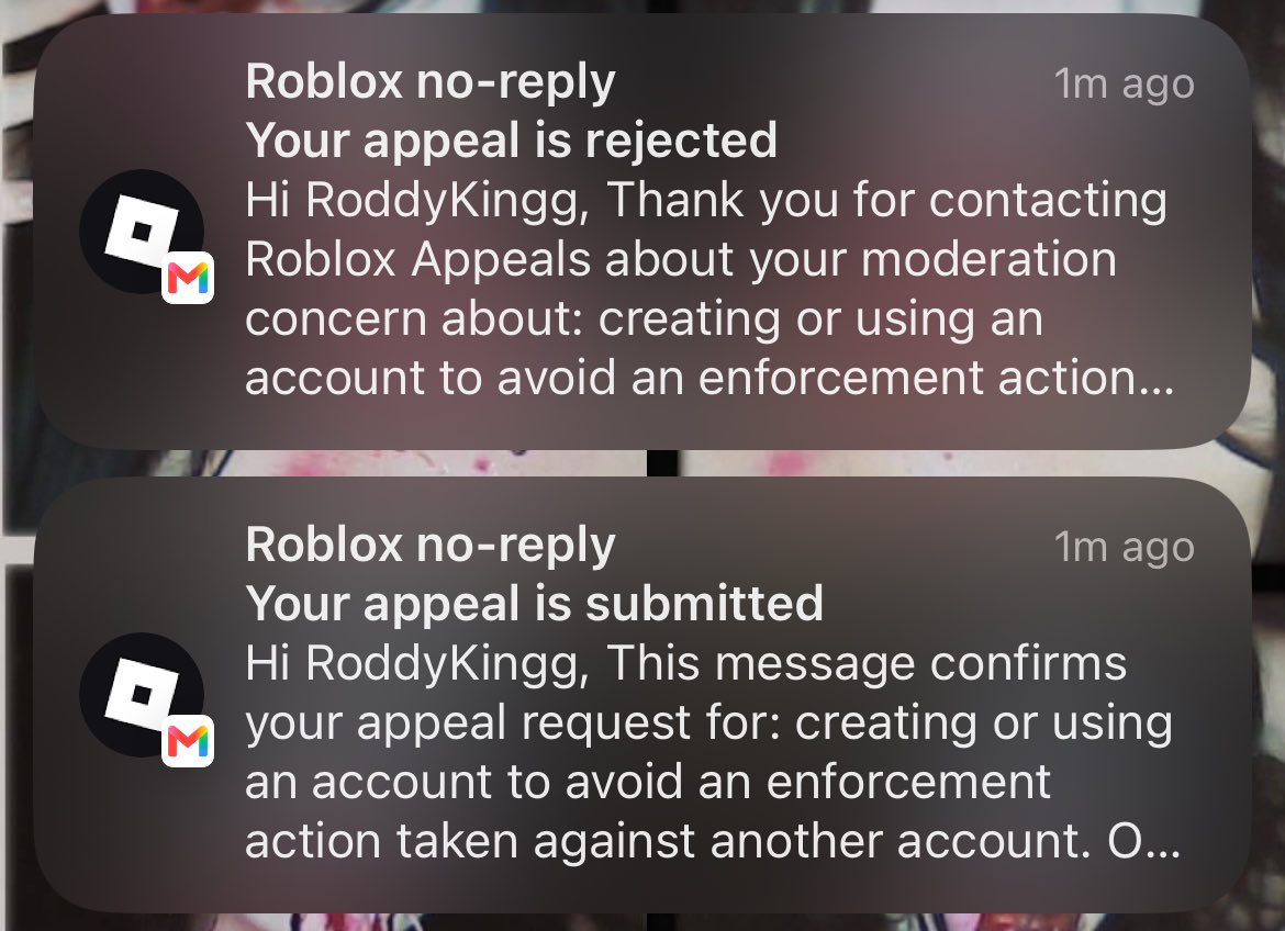 SleepyRaccoon00's tweet photo. Wow @Roblox your appeal system is amazing! Thank you for this instant rejection on a mistake you guys made!! https://t.co/JidJdsCrbX