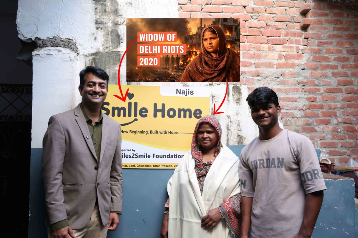 MujtabaAasif's tweet photo. About six years ago, I met the grieving family of Jamaluddin bhai in Shiv Vihar. During the brutal anti-Muslim Delhi Pogrom of 2020, he was lynched, leaving behind a family struggling to rebuild their lives from unimaginable loss.

At that time, Miles2Smile stood beside the family, helping them with their immediate needs. Later, four of his children were enrolled in our relief school in Loni, Ghaziabad, so that their education could continue despite everything they had endured.

His wife, Najis, has been working tirelessly to support the family. She makes and sells traditional cots to earn a livelihood.

This Ramadan, when I met the family again, Najis shared a simple but powerful wish. She wanted to rebuild and plaster the first floor of her home so that she could create another source of income for her family.

We promised to help.

With Zakat contributions, that promise has now been fulfilled.

Yesterday, we inaugurated their new Smile Home.

This is what Miles2Smile means to me — not just relief, but standing with families until they can rebuild their lives with dignity.

Another home. Another hope. Another set of smiles through Miles2Smile.
