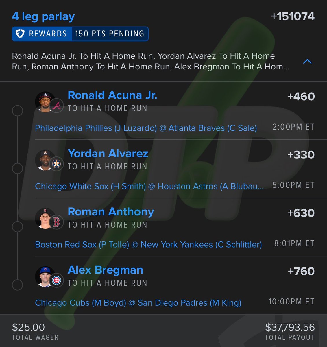 bbrownDTP's tweet photo. 💣 2️⃣ Favorite Playoff Dinger Lays 

3 Leg Dinger 🔗: https://t.co/JeGXgEXNCV

4 Leg Dinger 🔗: https://t.co/HBYS91zH3y

Like ♥️ + Retweet 🔁 if tailing, let’s cash!

📊 Provided by @PropFinderApp 

🎟️ Save 30% on any plan with code “BBROWNDTP” - @Playbook https://t.co/pR0Mb5nvoF
