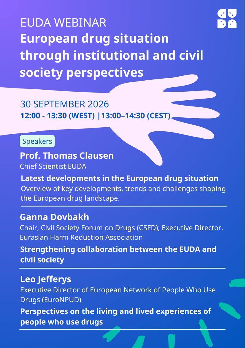 IDPCnet's tweet photo. TOMORROW — Learn about the latest developments in Europe re: drug situation from civil society &amp; community leaders.

With Thomas Clausen (@EUDrugsAgency), Ganna Dovbakh (CSFD/@EHRA2017) and Leo Jefferys (@EuronpudO)

🗓️ 30 SEPT.
🕐 13:00 CEST

Register: https://t.co/8egM6sO9XT https://t.co/MLXRYahm2Z