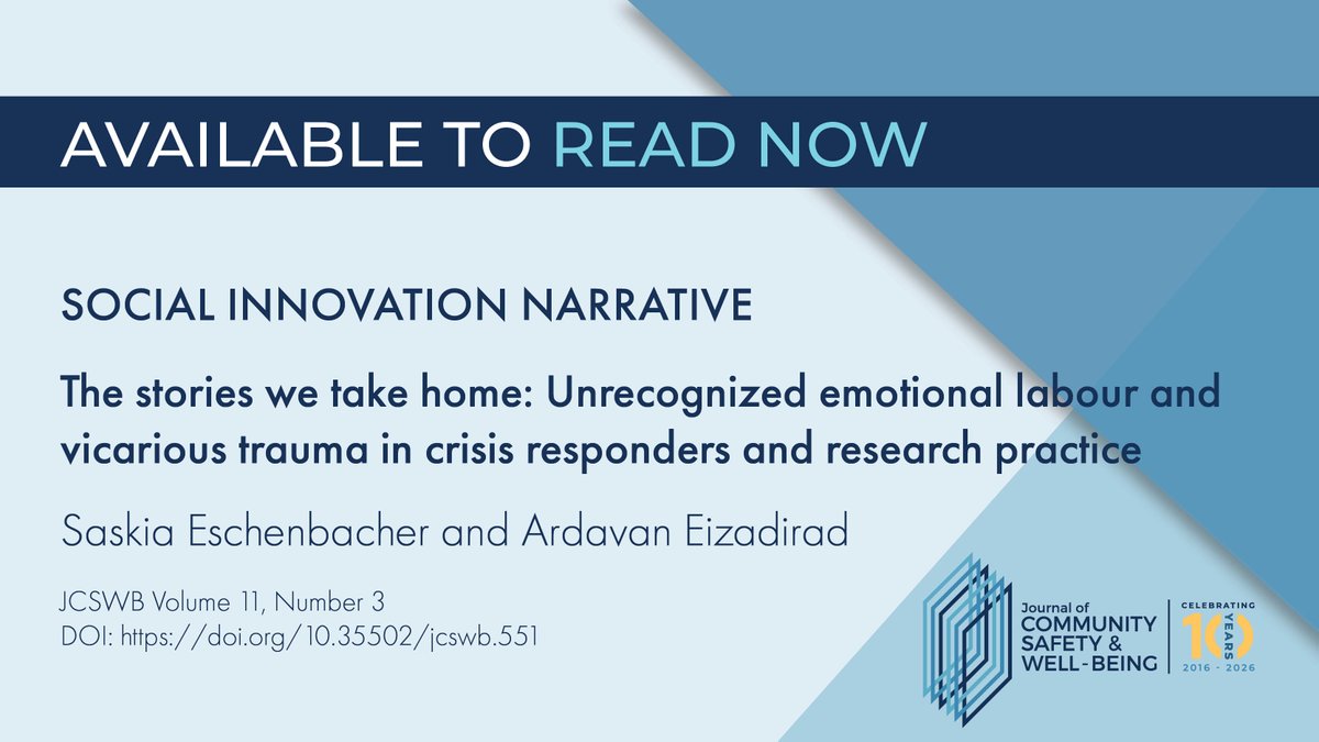 JournalCSWB's tweet photo. This article examines how reflective practice functions as a critical tool for processing traumatic experiences to foster resilience and supporting professional identity development in high-stress contexts: https://t.co/WedKe2EZsp https://t.co/rQPMMi8e7L