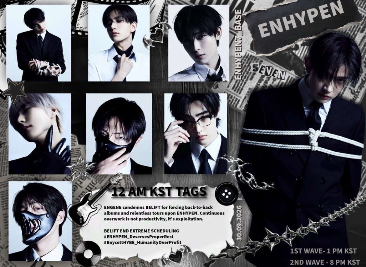hoonsrightbicep's tweet photo. New tags‼️

ENGENE condemns BELIFT for forcing back-to-back albums and relentless tours upon ENHYPEN. Continuous overwork is not productivity, it's exploitation.

​BELIFT END EXTREME SCHEDULING
​#ENHYPEN_DeservesProperRest
#BoycottHYBE_HumanityOverProfit https://t.co/Cpd75bRGEt