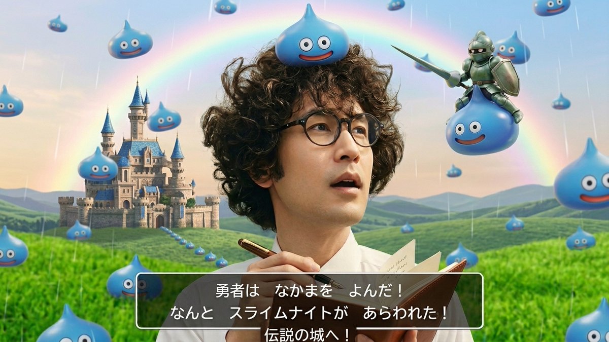 yohei_horikawa's tweet photo. 久しぶりにGeminiを開いたら、ドラクエとコラボができるようになっていました。試してみると詳細なプロンプトが設定されてあり、すぐ画像が作成され驚いた。この動画版も、すぐに作れるようになるんだろうな。

うちの息子は3歳。もうiPadを使えます。分からないことは「AIにきく」とも言ってます。 https://t.co/P5tYoxPtzR