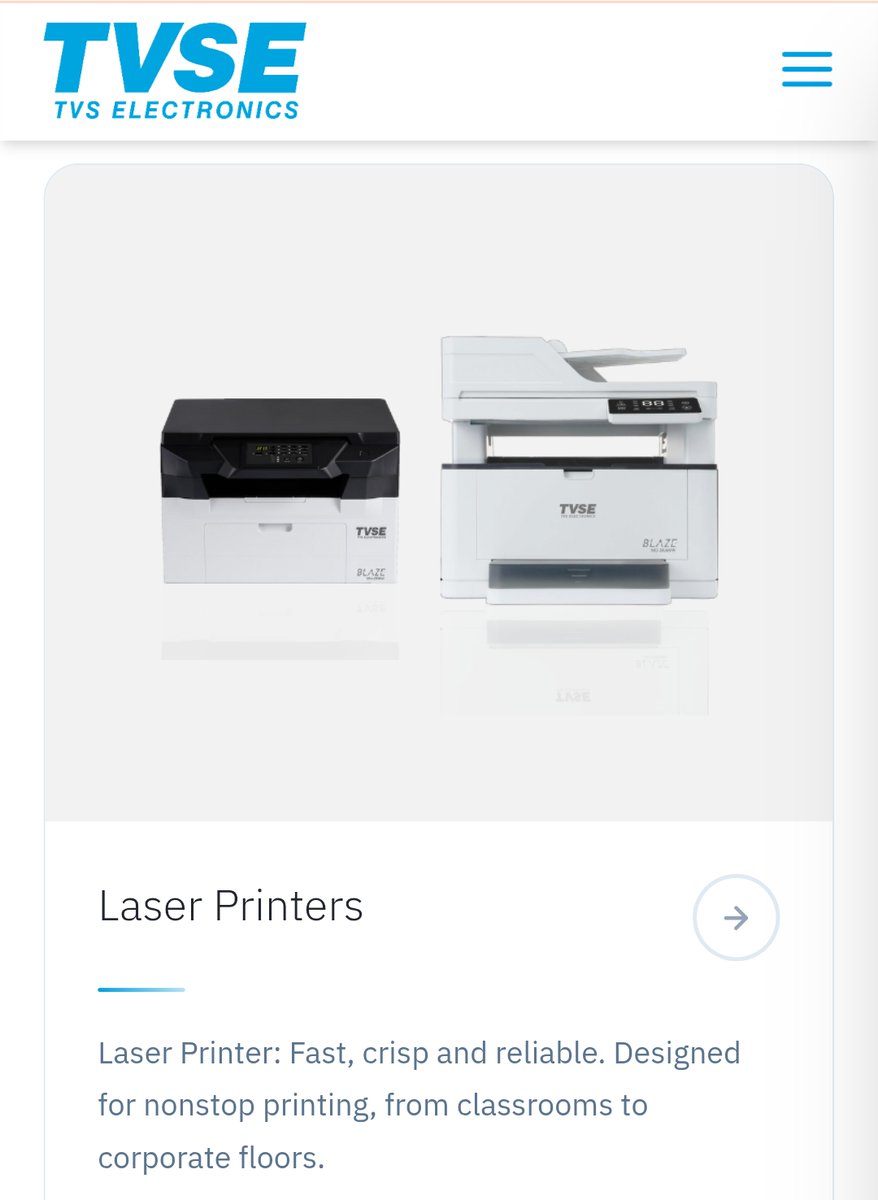 Bindicom's tweet photo. 🇮🇳 TVS Electronics India's own printers powering billing counters, warehouses, offices, banks, clinics across India. Sales representatives are available to help you find the right printing solution @tvs_electronics #atmanirbhar #Madeinindia #viksitbharat #india #printer #laserjet https://t.co/nK8LYj01yp