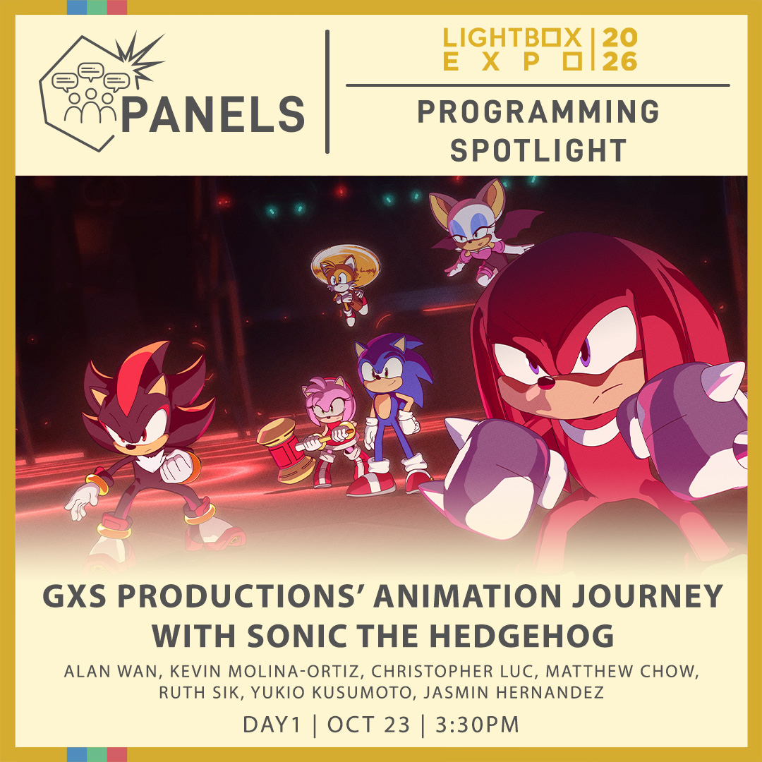 StudioGiggex's tweet photo. Happy Tuesday!

We’re excited to announce that GXS Productions will be hosting a panel at @LightBoxExpo 2026: “GXS Productions' Animation Journey with Sonic the Hedgehog.”

Joining us from GXS @StudioGiggex will be Kevin Molina-Ortiz @toonstep and Christopher Luc @onthegridChris, along with our Hong Kong partners from Simage @SimageAnimation, Matthew Chow and Ruth Sik. We’re also incredibly honored to have SEGA @SEGA  @sonic_hedgehog producers Yukio Kusumoto and Jasmin Hernandez joining us for the panel, moderated by Alan Wan @AlanWan15 

We’ll be sharing some behind-the-scenes production insights, talking about our creative and technical approaches, and digging into our journey working together on Sonic.

The panel will be held on Day 1, October 23rd at 3:30 PM, Room 209-210

If you’re attending LightBox Expo this year, please stop by and check out the panel. We’d love to see you there!

❤️ LightBox 2026!

#sonicthehedgehog, #LBX2026, #lightboxexpo
